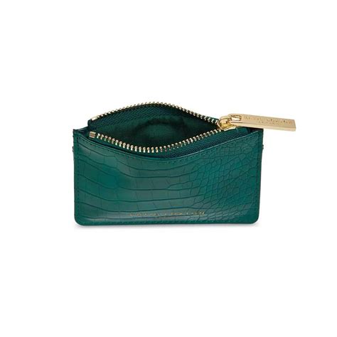 celine faux croc card holder forest green